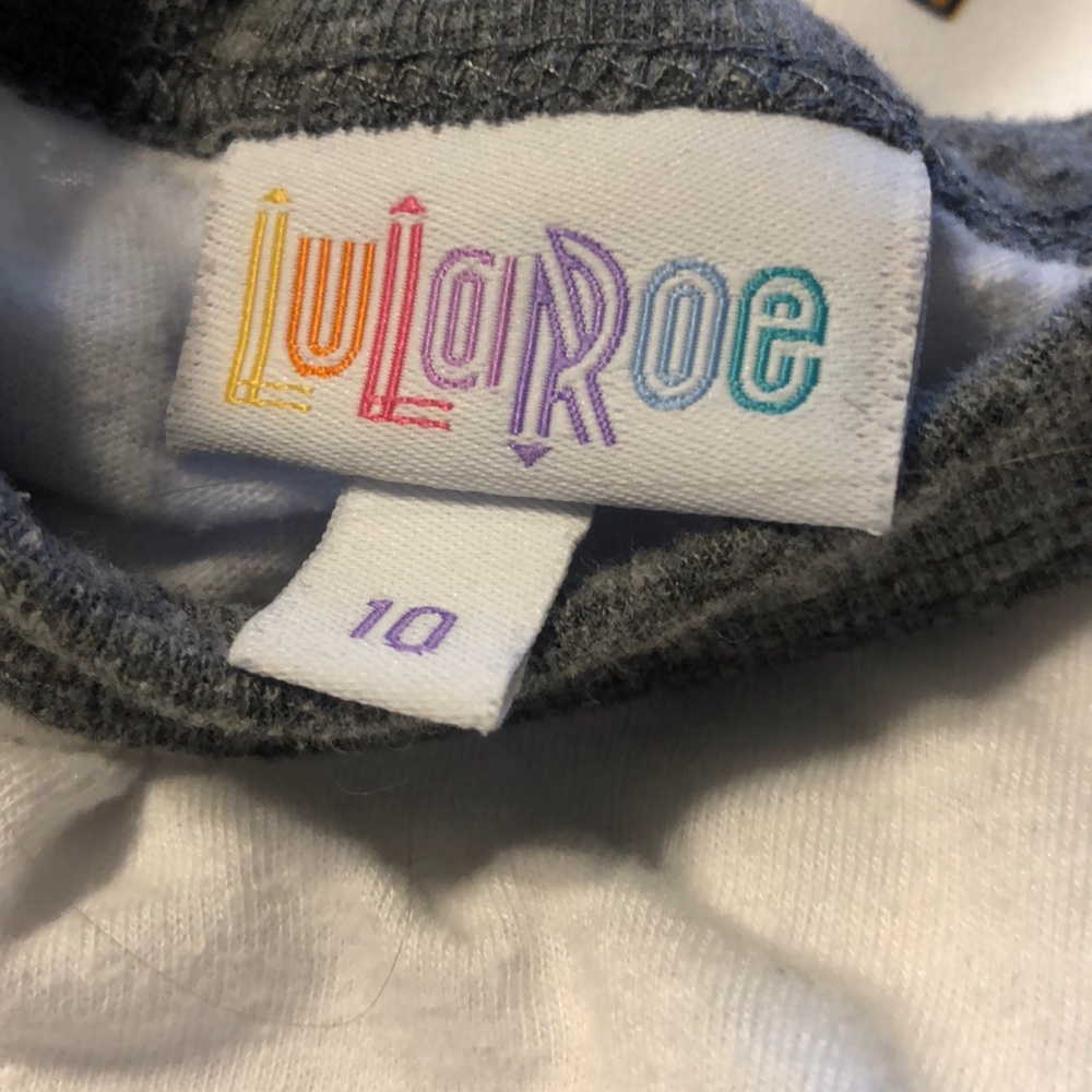 Lularoe white with gray sleeves